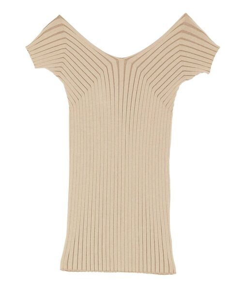 ニット セーター トップスバイカラーリブオフショルダーニットトップス ニット セーター Lagunamoon ラグナムーン のファッション