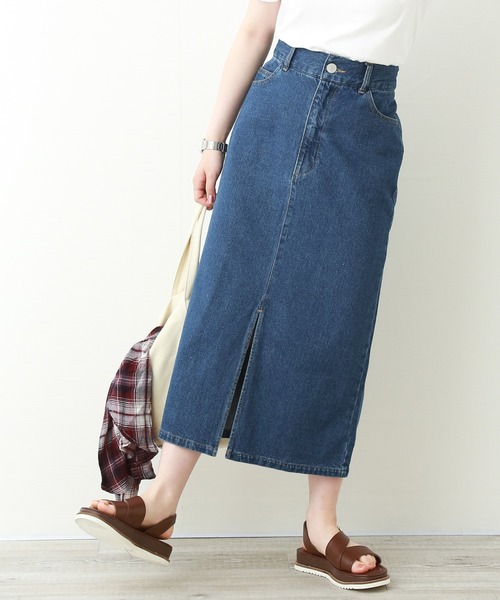 n'ee-ne（ネーネ）の「10ozデニムWスリットタイトスカート（デニムスカート・レディース・ホワイト/サックスブルー/ブルー・FREE）」の3枚目の写真