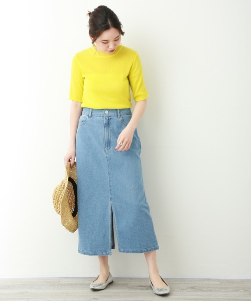 n'ee-ne（ネーネ）の「10ozデニムWスリットタイトスカート（デニムスカート・レディース・ホワイト/サックスブルー/ブルー・FREE）」の4枚目の写真