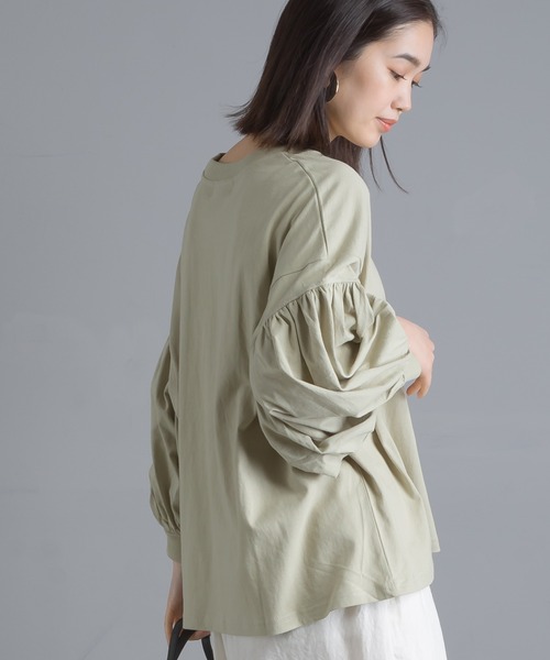 OMNES（オムネス）の「ファインコットン 袖ボリューム七分袖Tシャツ（Tシャツ/カットソー・レディース・ブルー系その他/ライトグレー/モスグリーン/ブラック/ホワイト・FREE）」の19枚目の写真