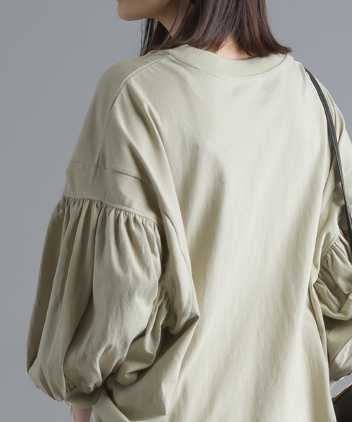 OMNES（オムネス）の「ファインコットン 袖ボリューム七分袖Tシャツ（Tシャツ/カットソー・レディース・ブルー系その他/ライトグレー/モスグリーン/ブラック/ホワイト・FREE）」の20枚目の写真