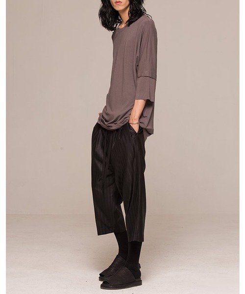 ROCK STE(ロクステ)の「noirer(ノイア) シルクウール混ワイドクロップドパンツ(その他パンツ・メンズ・ブラック・M/L)」の6枚目の写真