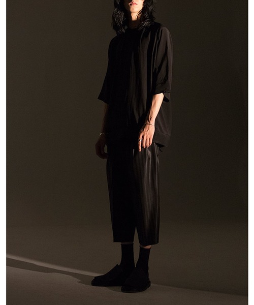 ROCK STE(ロクステ)の「noirer(ノイア) シルクウール混ワイドクロップドパンツ(その他パンツ・メンズ・ブラック・M/L)」の9枚目の写真