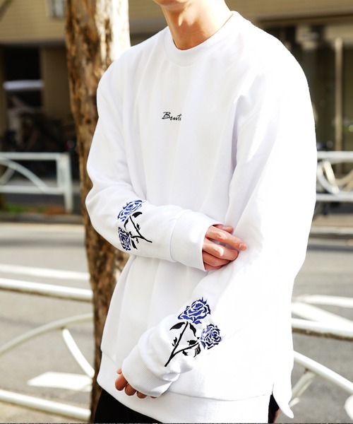 WESTSEA（ウエストシー）の「ビッグシルエット 花刺繍 薔薇 ストレッチ裏起毛 クルーネックトレーナー（スウェット・メンズ・ホワイト/ブラック系その他/ブラック/ホワイト系その他/ホワイト系その他3/ブラック系その他2/ブラック系その他3/ホワイト系その他2/ブラック系その他4/ホワイト系その他4/ブラック系その他5・M/L）」の21枚目の写真