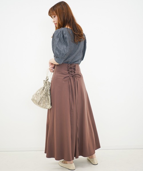 archives（アルシーヴ）の「バックレースアップマキシスカート（スカート・レディース・アイボリー/ネイビー/ブラウン/グレイッシュベージュ・MEDIUM）」の22枚目の写真