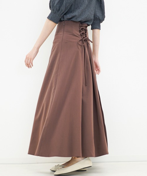 archives（アルシーヴ）の「バックレースアップマキシスカート（スカート・レディース・アイボリー/ネイビー/ブラウン/グレイッシュベージュ・MEDIUM）」の14枚目の写真