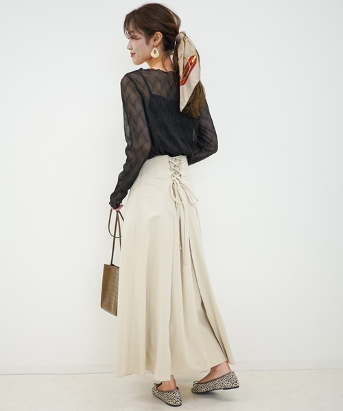 archives（アルシーヴ）の「バックレースアップマキシスカート（スカート・レディース・アイボリー/ネイビー/ブラウン/グレイッシュベージュ・MEDIUM）」の19枚目の写真