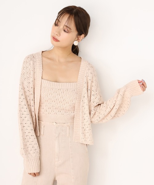 one after another NICE CLAUP(ワンアフターアナザーナイスクラップ)の「ビスチェセットニットカーディガン(カーディガン/ボレロ・レディース・ベージュ/アイボリー/ミント/レンガ・FREE)」の15枚目の写真