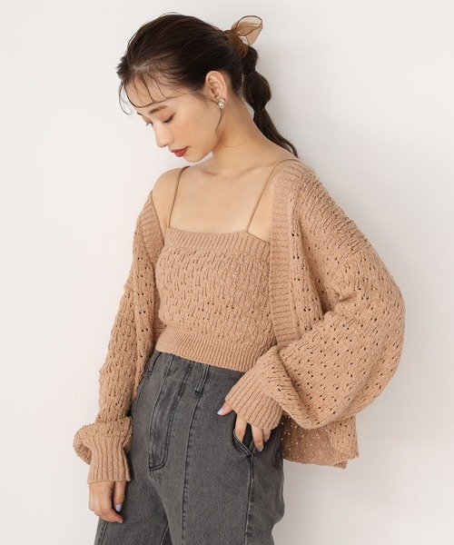 one after another NICE CLAUP(ワンアフターアナザーナイスクラップ)の「ビスチェセットニットカーディガン(カーディガン/ボレロ・レディース・ベージュ/アイボリー/ミント/レンガ・FREE)」の8枚目の写真