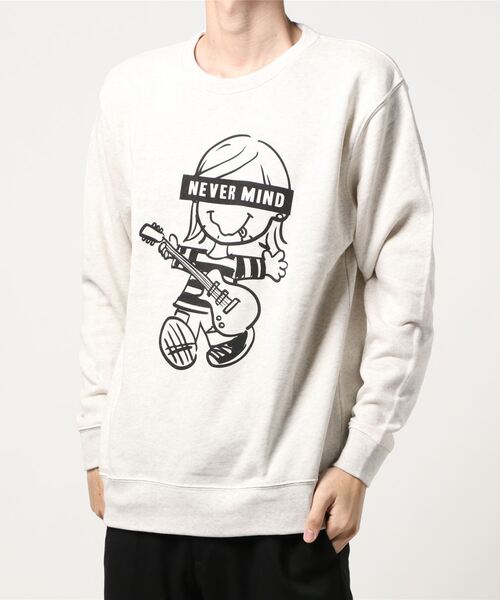 go slow caravan(ゴースローキャラバン)の「ROUGH TRADE 裏毛 クルー スウェット NEVER MIND (M1)(スウェット・メンズ・オートミール/イエロー/ブラック・MEDIUM/LARGE)」の1枚目の写真