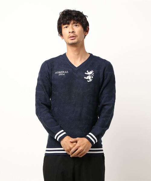 Admiral Golf（アドミラル　ゴルフ）の「[アドミラル ゴルフ] メンズ カモフラリンクス Vネックニット　 （ニット/セーター・メンズ・カーキ/ホワイト/チャコールグレー/ネイビー/ブラック/マスタード・XL/LL/M/L）」の6枚目の写真