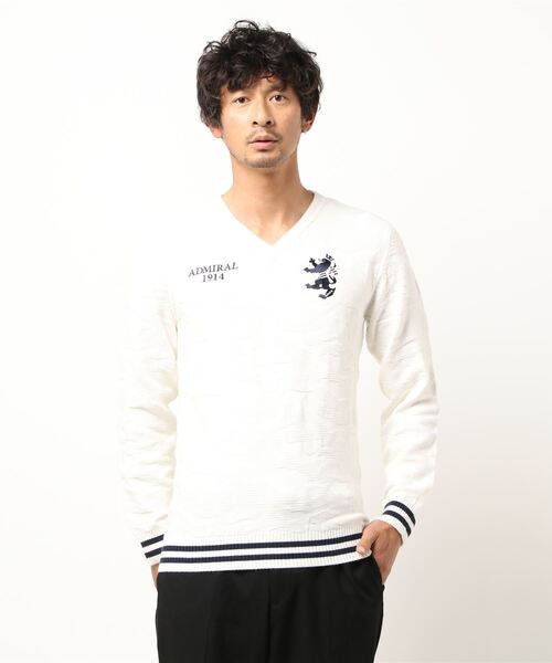 Admiral Golf（アドミラル　ゴルフ）の「[アドミラル ゴルフ] メンズ カモフラリンクス Vネックニット　 （ニット/セーター・メンズ・カーキ/ホワイト/チャコールグレー/ネイビー/ブラック/マスタード・XL/LL/M/L）」の2枚目の写真