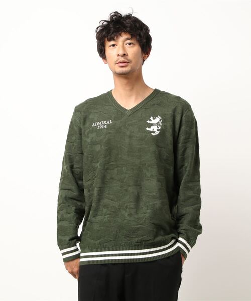 Admiral Golf（アドミラル　ゴルフ）の「[アドミラル ゴルフ] メンズ カモフラリンクス Vネックニット　 （ニット/セーター・メンズ・カーキ/ホワイト/チャコールグレー/ネイビー/ブラック/マスタード・XL/LL/M/L）」の5枚目の写真