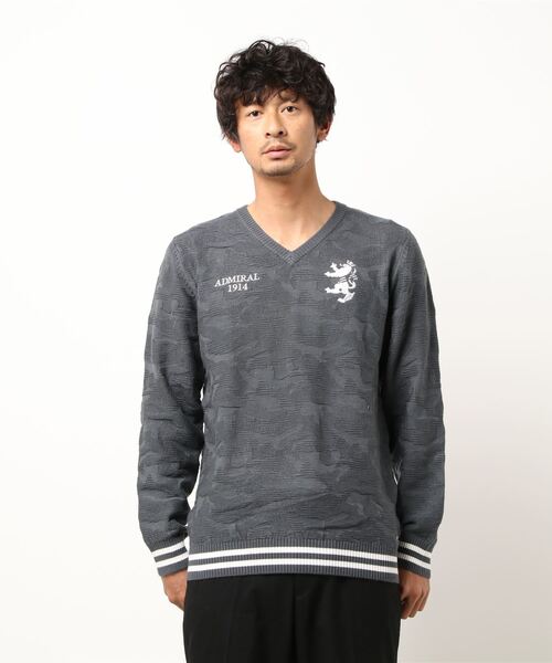 Admiral Golf（アドミラル　ゴルフ）の「[アドミラル ゴルフ] メンズ カモフラリンクス Vネックニット　 （ニット/セーター・メンズ・カーキ/ホワイト/チャコールグレー/ネイビー/ブラック/マスタード・XL/LL/M/L）」の4枚目の写真