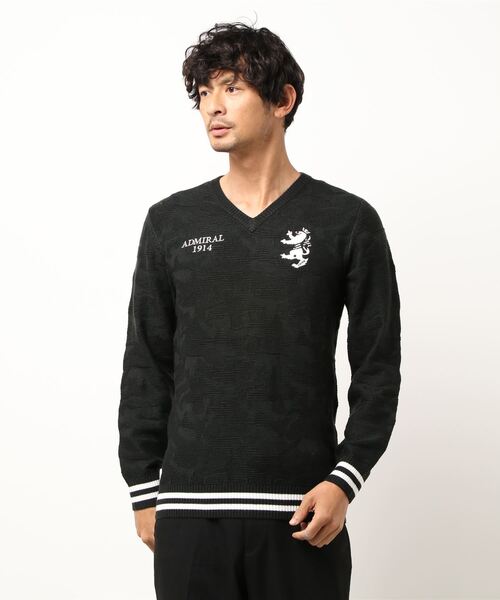 Admiral Golf（アドミラル　ゴルフ）の「[アドミラル ゴルフ] メンズ カモフラリンクス Vネックニット　 （ニット/セーター・メンズ・カーキ/ホワイト/チャコールグレー/ネイビー/ブラック/マスタード・XL/LL/M/L）」の3枚目の写真