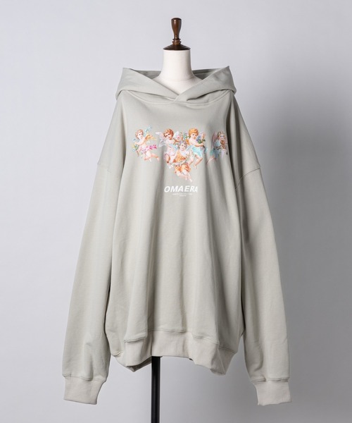 INTER FACTORY（インターファクトリー）の「ファッションインフルエンサー poyo×Asubi×yuu - angelプリントパーカー　made in INTER FACTORY（パーカー・レディース・ミント/ホワイト/ブルー・FREE）」の10枚目の写真