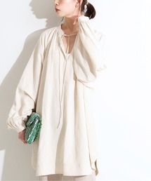 IENA LA BOUCLE 麻Vネック ラグランシャツ◆