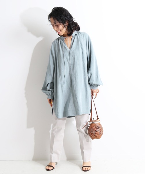 IENA LA BOUCLE（イエナラブークル）の「IENA LA BOUCLE 麻Vネック ラグランシャツ◆（シャツ/ブラウス・レディース・ホワイト/ネイビー/ピンク・FREE）」の15枚目の写真