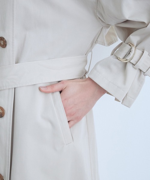 VIS（ビス）の「【撥水】【花粉ガード】ノーカラー袖ボリュームコート（トレンチコート・レディース・ライトグリーン/ベージュ系その他/キャメル・S/M/SS）」の11枚目の写真