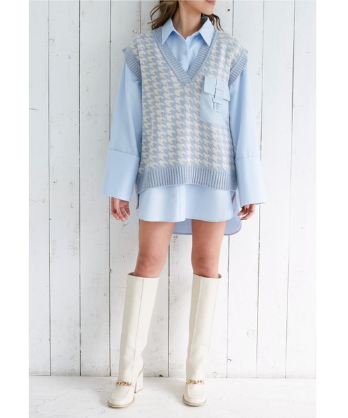 ALEXIA STAM（アリシアスタン）の「Back Button Knit Vest/バックボタンニットベスト（ベスト・レディース・チャコールグレー/ベージュ/サックスブルー・FREE）」の5枚目の写真