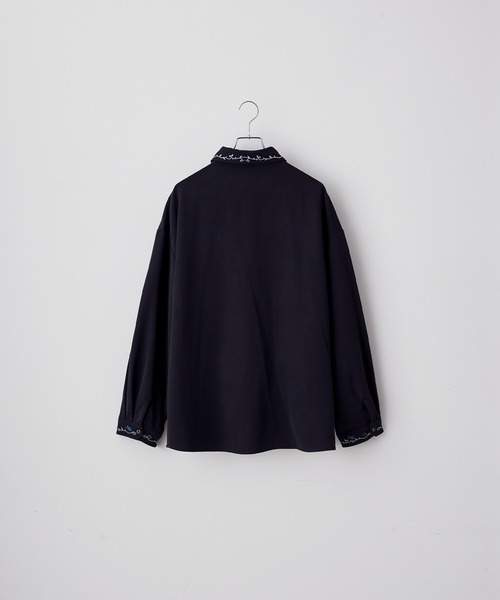 ドレープトロミ ローズ刺繍シャツ（シャツ/ブラウス）｜Loose