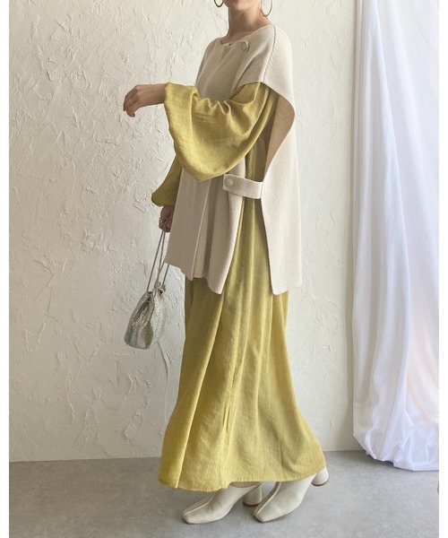 She's Closet(シーズクローゼット)の「サイドベルト付きポンチョニットベスト(ベスト・レディース・ブラック/ベージュ/アイボリー/モカ・FREE)」の7枚目の写真