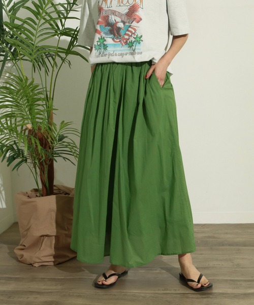 Factor=（ファクターイコール）の「コットンキャンブリックスカート（スカート・レディース・マスタード/グリーン/ブルー/ブラック・FREE）」の2枚目の写真