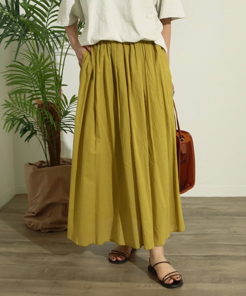 Factor=（ファクターイコール）の「コットンキャンブリックスカート（スカート・レディース・マスタード/グリーン/ブルー/ブラック・FREE）」の4枚目の写真