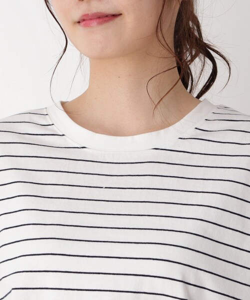 pink adobe（ピンクアドベ）の「◆【M-LL】【洗える】スクエアスリット5分袖Tシャツ（Tシャツ/カットソー・レディース・チャコールグレー/オフホワイト/ライトグリーン/ホワイト系5・40/38/42）」の13枚目の写真