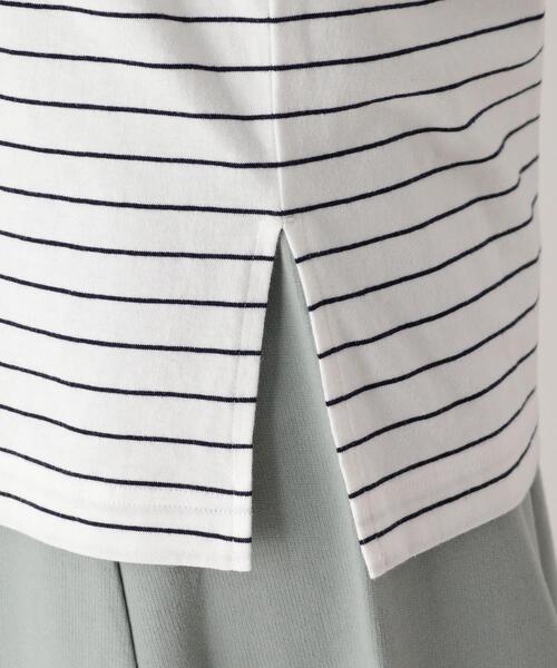 pink adobe（ピンクアドベ）の「◆【M-LL】【洗える】スクエアスリット5分袖Tシャツ（Tシャツ/カットソー・レディース・チャコールグレー/オフホワイト/ライトグリーン/ホワイト系5・40/38/42）」の8枚目の写真