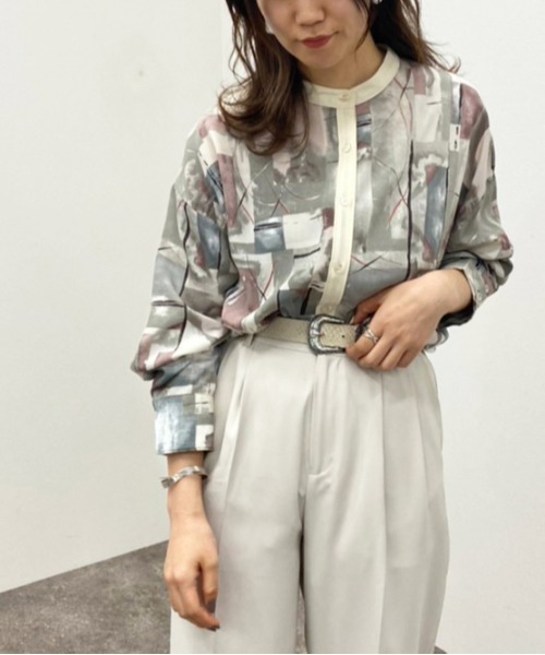 apres jour mignon(アプレジュールミニョン)の「バンドカラークレリックシャツ【ZOZOTOWN限定アイテム】(シャツ/ブラウス・レディース・その他/オレンジ系その他/イエロー系その他/グレー・X-LARGE/フリー)」の4枚目の写真