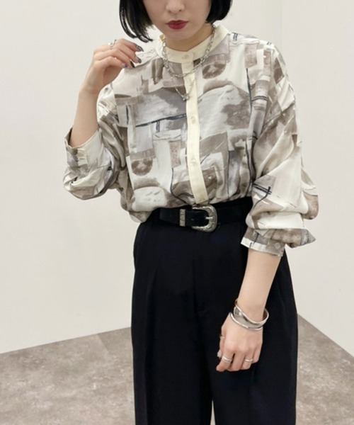 apres jour mignon(アプレジュールミニョン)の「バンドカラークレリックシャツ【ZOZOTOWN限定アイテム】(シャツ/ブラウス・レディース・その他/オレンジ系その他/イエロー系その他/グレー・X-LARGE/フリー)」の10枚目の写真