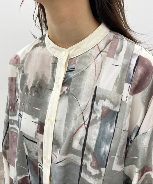 apres jour mignon(アプレジュールミニョン)の「バンドカラークレリックシャツ【ZOZOTOWN限定アイテム】(シャツ/ブラウス・レディース・その他/オレンジ系その他/イエロー系その他/グレー・X-LARGE/フリー)」の6枚目の写真