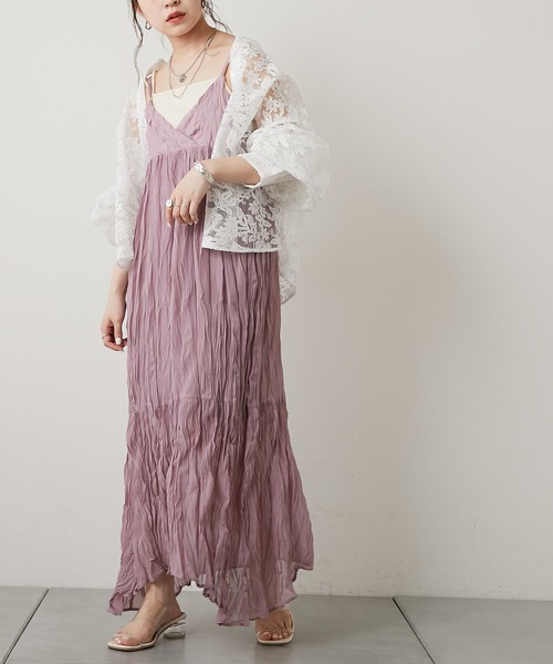 Chico（チコ）の「【LINNEE】クリンクルキャミワンピース（ワンピース・レディース・ライトグレー/ブラック/パープル/アイボリー・FREE）」の15枚目の写真