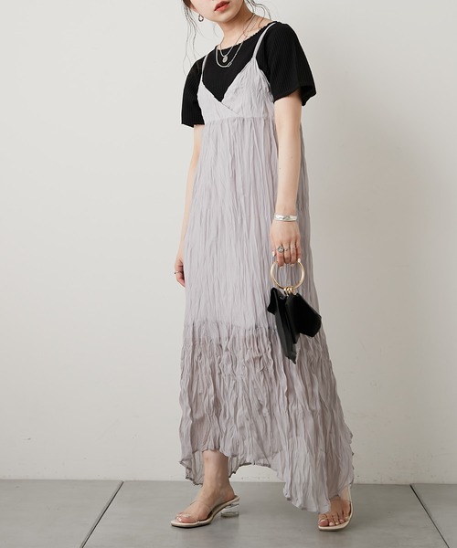 Chico（チコ）の「【LINNEE】クリンクルキャミワンピース（ワンピース・レディース・ライトグレー/ブラック/パープル/アイボリー・FREE）」の21枚目の写真