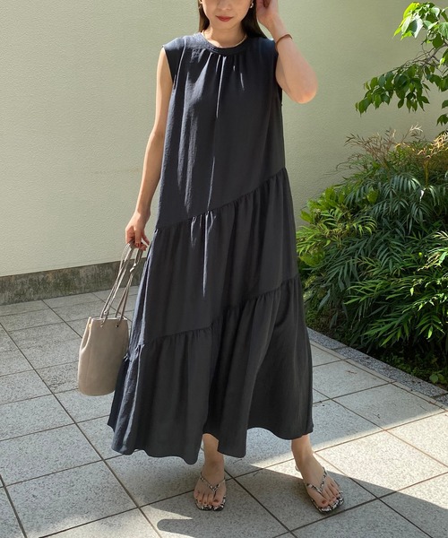 CAPRICIEUX LE'MAGE（カプリシューレマージュ）の「ノースリティアードワンピース（ワンピース・レディース・ブラック/カーキ/ライム・FREE）」の14枚目の写真