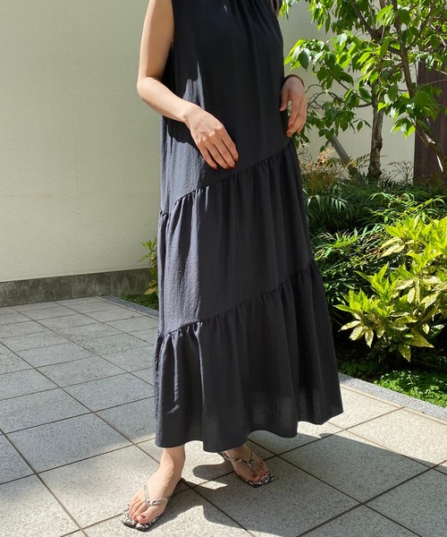 CAPRICIEUX LE'MAGE（カプリシューレマージュ）の「ノースリティアードワンピース（ワンピース・レディース・ブラック/カーキ/ライム・FREE）」の16枚目の写真