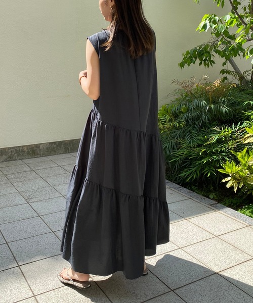 CAPRICIEUX LE'MAGE（カプリシューレマージュ）の「ノースリティアードワンピース（ワンピース・レディース・ブラック/カーキ/ライム・FREE）」の15枚目の写真