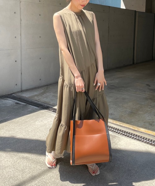 CAPRICIEUX LE'MAGE（カプリシューレマージュ）の「ノースリティアードワンピース（ワンピース・レディース・ブラック/カーキ/ライム・FREE）」の21枚目の写真