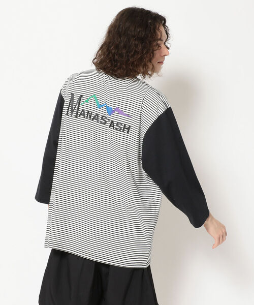 MANASTASH(マナスタッシュ)の「MANASTASH/マナスタッシュ SHELTECH 3/4 PRINT T シェルテックスリークォータープリントティー 7分袖 ユニセックス(Tシャツ/カットソー・メンズ・ホワイト/その他/ブラック系その他・MEDIUM/LARGE/X-LARGE)」の2枚目の写真