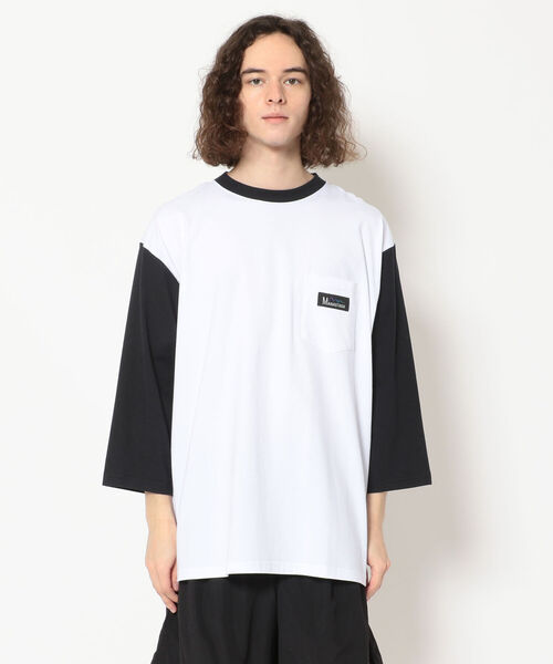 MANASTASH(マナスタッシュ)の「MANASTASH/マナスタッシュ SHELTECH 3/4 PRINT T シェルテックスリークォータープリントティー 7分袖 ユニセックス(Tシャツ/カットソー・メンズ・ホワイト/その他/ブラック系その他・MEDIUM/LARGE/X-LARGE)」の4枚目の写真