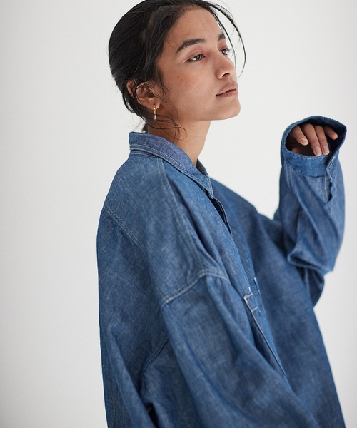 SEA（シー）の「VINTAGE S.V アイリッシュリネン 4XL シャンブレーシャツ（シャツ/ブラウス・レディース・ブルー・ONE SIZE）」の4枚目の写真