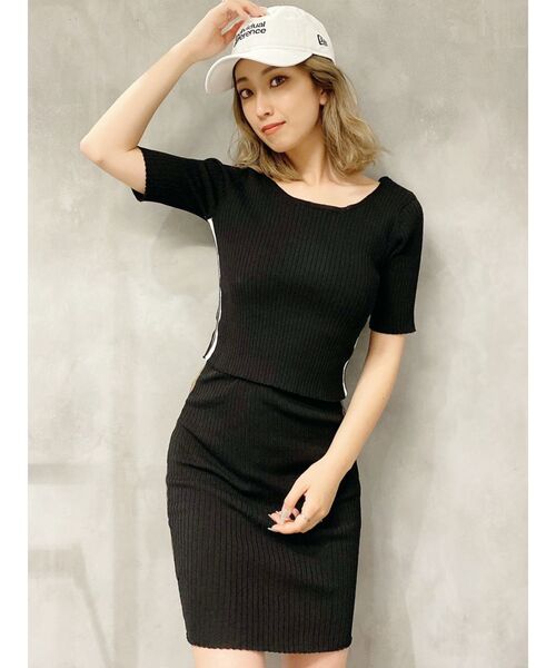 GYDA（ジェイダ）の「【SETUP着用可】サイドラインハーフスリーブニットTOPS（Tシャツ/カットソー・レディース・アイボリー/ブラック/ピンク・FREE）」の15枚目の写真