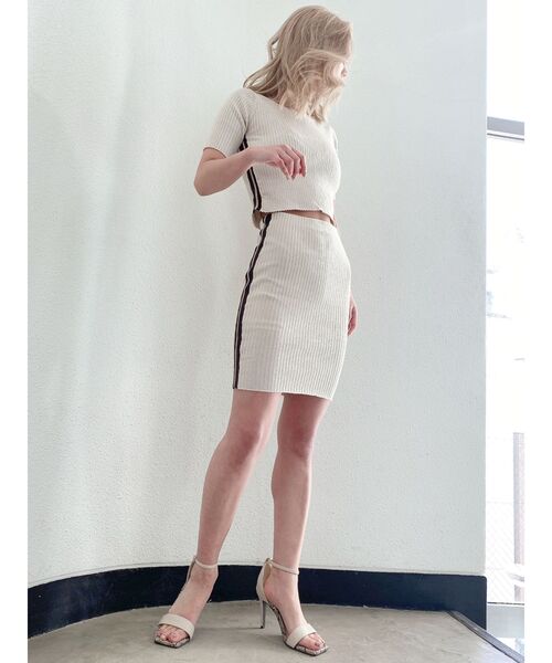 GYDA（ジェイダ）の「【SETUP着用可】サイドラインハーフスリーブニットTOPS（Tシャツ/カットソー・レディース・アイボリー/ブラック/ピンク・FREE）」の18枚目の写真