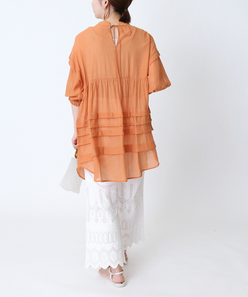Simplicite（サンプリシテ）の「バックリボンスタンド襟チュニック◆（シャツ/ブラウス・レディース・ブラック/ブラウン/オレンジ/アイボリー・FREE）」の22枚目の写真