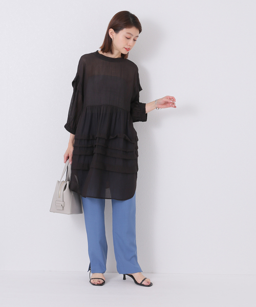 Simplicite（サンプリシテ）の「バックリボンスタンド襟チュニック◆（シャツ/ブラウス・レディース・ブラック/ブラウン/オレンジ/アイボリー・FREE）」の21枚目の写真