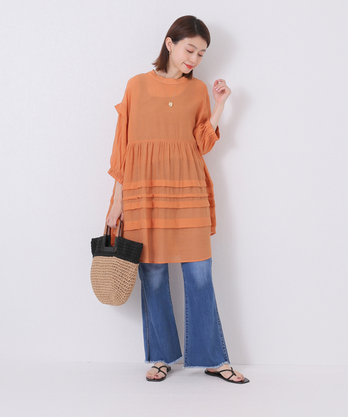 Simplicite（サンプリシテ）の「バックリボンスタンド襟チュニック◆（シャツ/ブラウス・レディース・ブラック/ブラウン/オレンジ/アイボリー・FREE）」の15枚目の写真