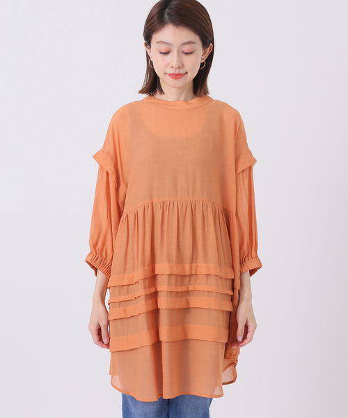 Simplicite（サンプリシテ）の「バックリボンスタンド襟チュニック◆（シャツ/ブラウス・レディース・ブラック/ブラウン/オレンジ/アイボリー・FREE）」の13枚目の写真