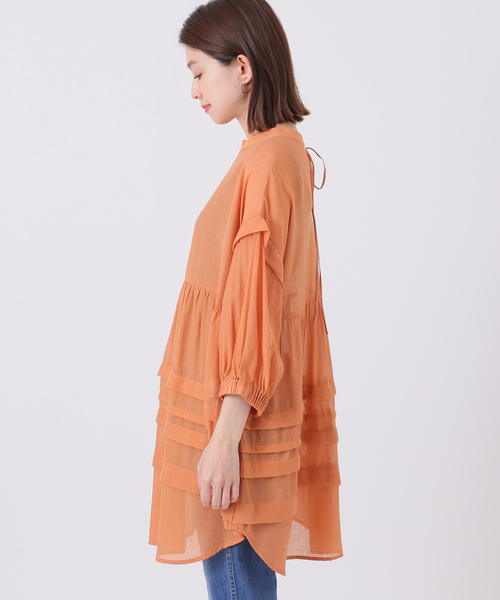 Simplicite（サンプリシテ）の「バックリボンスタンド襟チュニック◆（シャツ/ブラウス・レディース・ブラック/ブラウン/オレンジ/アイボリー・FREE）」の12枚目の写真