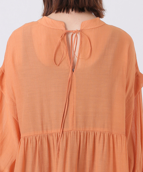 Simplicite（サンプリシテ）の「バックリボンスタンド襟チュニック◆（シャツ/ブラウス・レディース・ブラック/ブラウン/オレンジ/アイボリー・FREE）」の9枚目の写真